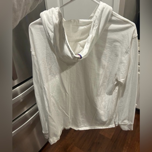 Champion Women's Long Sleeve pullover Hoodie Tshirt Large White Kangaroo Pocket - Picture 3 of 9